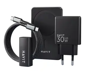 Havit Charging Kit čierna / Nabíjacia sada / 5000 mAh / 2x USB-A / 1x USB 3.0 / 2x USB-C