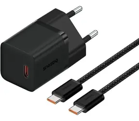 Baseus GaN5 30W čierna / Rýchlonabíjačka / GaN / 1x USB-C / s káblom USB-C 100W 1 m