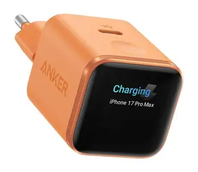 Anker Nano 45W SMART Display oranžová / Nabíjačka do siete / 1x USB-C / GaN / TÜV