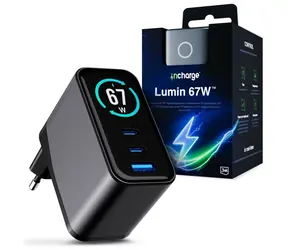 3mk InCharge Lumin 67W čierna/sivá / Nabíjačka / GaN / 2x USB-C + 1x USB-A / QC4+ / TFT displej