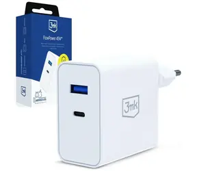 3mk FlowPower 45W biela / Nabíjačka / GaN / PD 3.0 / QC 4.0+ / 1× USB-A + 1× USB-C
