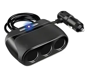 2GO čierna / Rozbočovač do zapaľovača / 3x 12V / USB-A / USB-C / 120W