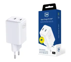 3mk Hyper Charger PD 45W GaN biela / Nabíjačka / 2x USB-C / QC4+ / PPS