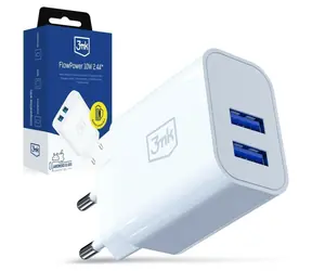 3mk FlowPower 10W biela / Sieťová nabíjačka / 2x USB-A / 2.4A