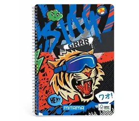 Mitama Fantasy colours tiger / Špirálový zošit / A4+ / štvorčekový 5 mm / 60 listov