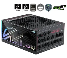 MSI MPG AI1600TS PCIE5 / Zdroj / ATX3.1 / 1600W / 80PLUS Titanium / Aktívne PFC / PCIe 5.0 / modulárne