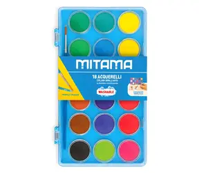 Mitama 62890-90322 modrá / Vodové farby / 18 farieb / priemer 2,9 cm / štetec č. 4