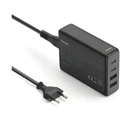 HAMA GaN USB nabíjačka 65W čierna / Nabíjačka / 2x USB-C / 2x USB-A / PD / QC