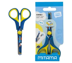 Mitama Good Vibes modrá žltá / Nožnice / detské / zaoblené čepele / 13 cm