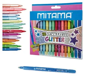 Mitama 62845 / Fix s trblietkami / 16 farieb / 16 ks / 3 mm / trojhranný