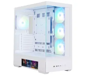 Zalman P40 DS biela / ATX / 4X 120mm ARGB / 2x USB 3.0 + 1x USB-C / 9.1 "LCD displej / bez zdroja / panoramatická