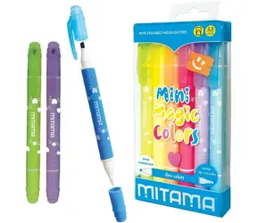 Mitama Magic Colors / Zvýrazňovač / Sada 6 ks / Vymazateľné / Dvojitý hrot / Pastelové farby