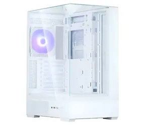 Zalman P40 Prism biela / Mini-ITX / 2x USB 3.0 + 1x USB-C / 1x 120mm ARGB / bez zdroja / panoramatická bočnica