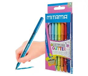 MITAMA 62509 / Fixy s trblietkami / 8 farieb / hrot 3 mm / trojhranné