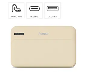 HAMA Pocket 10 piesková / Powerbanka / 10000 mAh / 2x USB-A / 5V / 2.1A