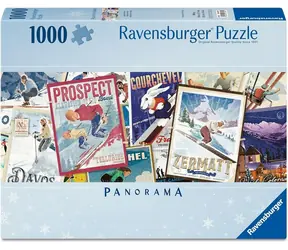 Ravensburger Panoramatické puzzle Staré lyžiarske plagáty / 1000 dielikov