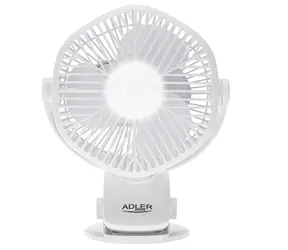 Adler AD 7335 biela / Stolný ventilátor s klipom / 12,7 cm / dobíjací