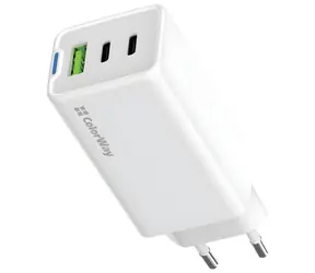Colorway GaN 65W biela / Sieťová nabíjačka / 2x USB-C / 1x USB-A / PD / PPS