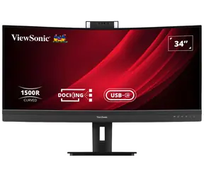 34" ViewSonic VG3457CV čierna / Monitor / VA / zakrivený / 3440 x 1440 / 21:9 / 100 Hz / USB-C 100 W / RJ45 / webkamera