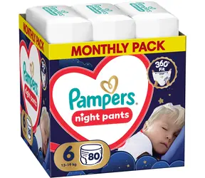 Pampers Night Pants 13-19 kg (80 ks) / Nočné plienkové nohavičky / veľkosť 6 (13-19 kg)
