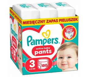 Pampers Active Baby (180 ks) / Plienkové nohavičky / Veľkosť 3 (6-11 kg)