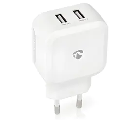 Nedis biela / Sieťová nabíjačka / 24 W / 2x USB-A / 2x 2.4 A