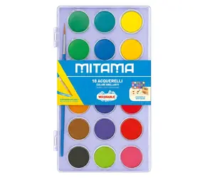 Mitama 62890-90321 fialová / Vodové farby / 18 farieb / priemer 2,9 cm / štetec č. 4
