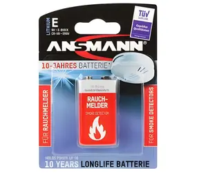 Ansmann 9V Lithium E-Block 10 rokov / Batéria / pre detektory dymu / 1 ks