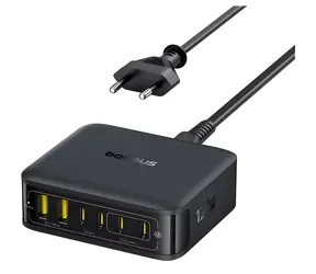 Baseus Nomos FH21 čierna / Nabíjacia stanica / 120W / GaN / 4× USB-C / 2× USB-A