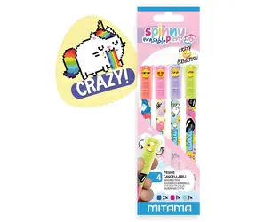MITAMA Spinny Pen Crazy / Vymazateľný roller / 0,7 mm / 4 ks