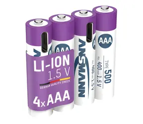Ansmann 1311-0028 biela/fialová / Nabíjacie batérie / Li- ION / AAA (Micro) / 1,5 V / 500 mAh / 4 ks