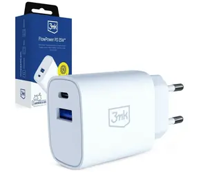 3mk FlowPower 25W biela / Nabíjačka / GaN / PD / QC4+ / 1× USB-A + 1× USB-C
