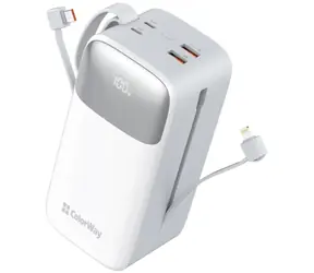 Colorway 50000mAh biela / Powerbanka / 22.5W / 1x USB-A QC3.0 / USB-C / Lightning