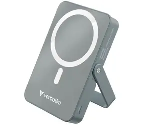 Verbatim Charge 'n' Go sivá / Powerbanka / 10 000 mAh / MagSafe 15W / USB-C PD 20W / so stojanom