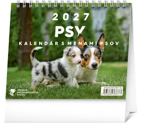NOTIQUE Stolový kalendár Psy 2027 / Stolný kalendár / slovenský / s menami psov / 16,5 x 13 cm