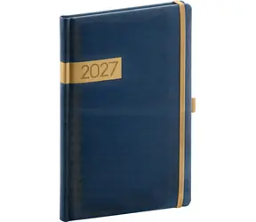 NOTIQUE Týždenný diár Twill 2027 modro-zlatý