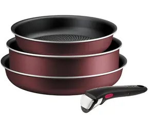 TEFAL Ingenio L7249302 vínová čierna / Sada riadu / 4 ks / 2x panvica / hlboká panvica 24 cm / odnímateľná rukoväť