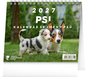 NOTIQUE Psy - s menami psov 2027 / Stolový kalendár / 16,5 × 13 cm