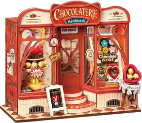 Robotime Miniatúra mini Čokoládovňa / 3D drevená skladačka / 98 dielikov / od 14 rokov
