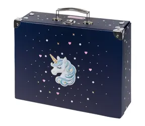 BAAGL Skladací školský kufrík Unicorn Gold s kovaním / 32.5 x 10.5 x 26 cm