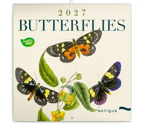NOTIQUE Motýle 2027 / Poznámkový kalendár / 30 × 30 cm / Plastic Free