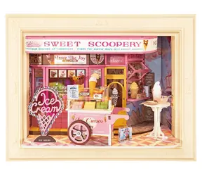 Robotime Sweet Scoopery Zmrzlinárstvo / 3D drevená skladačka v rámčeku / 183 dielikov / od 14 rokov