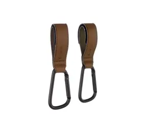 Jané Úchyty na kočík hnedá / Háčiky na kočík / 2 ks / hliník / nosnosť 5 kg