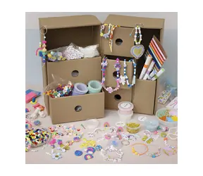 Creativ Company Maxi box so zásuvkami Šperky / Kreatívna sada / korálky s písmenami / modelovacia hmota / šnúrky