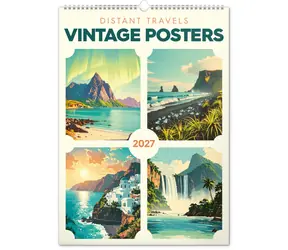 NOTIQUE Kalendár Vintage plagáty - ďaleké kraje 2027 / Nástenný kalendár / 33 x 46 cm