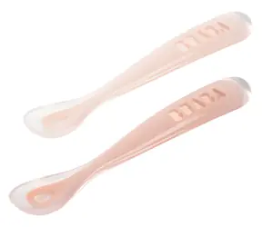 Beaba Prvé lyžičky silikónové Cotton Candy /Lyžičky/2 ks/s puzdrom/BPA free/od 4 mesiacov