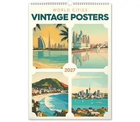 NOTIQUE Vintage plagáty - svetové mestá 2027 / Nástenný kalendár / 33 x 46 cm