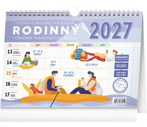 NOTIQUE Týždenný rodinný plánovací kalendár s háčikom 2027 / Kalendár / 30 × 21 cm