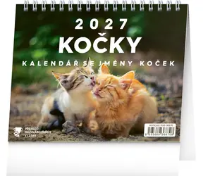 NOTIQUE Mačky - s menami mačiek 2027 / Stolný kalendár / 16,5 × 13 cm