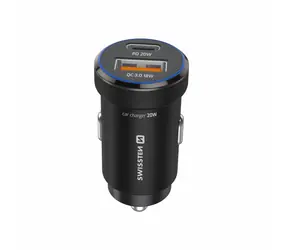 Swissten CL adaptér čierna / Autonabíjačka / USB-C PD + USB-A / 20W